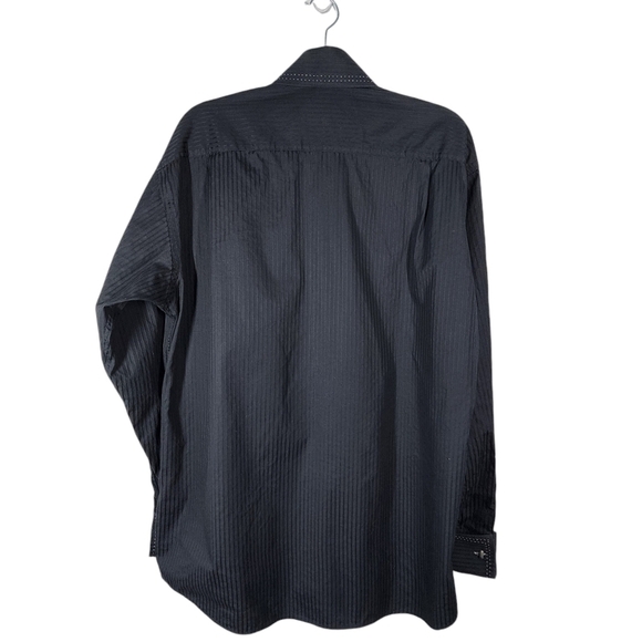 AXXESS PIN STRIPE BUTTON DOWN SHIRT WITH CUFF LINKS - Picture 5 of 11